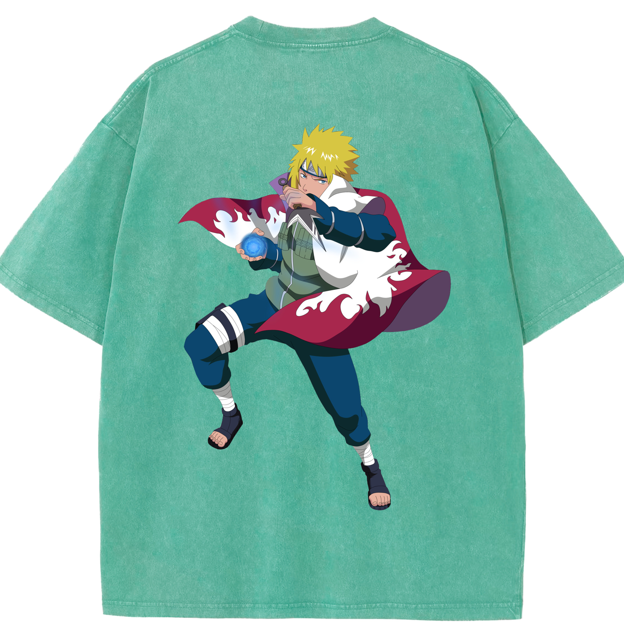 （画像用） NARUTO -ナルト- 波風 ミナト Namikaze Minato 綿100% ヴィンテージ風 半袖Tシャツ（背面プリント）